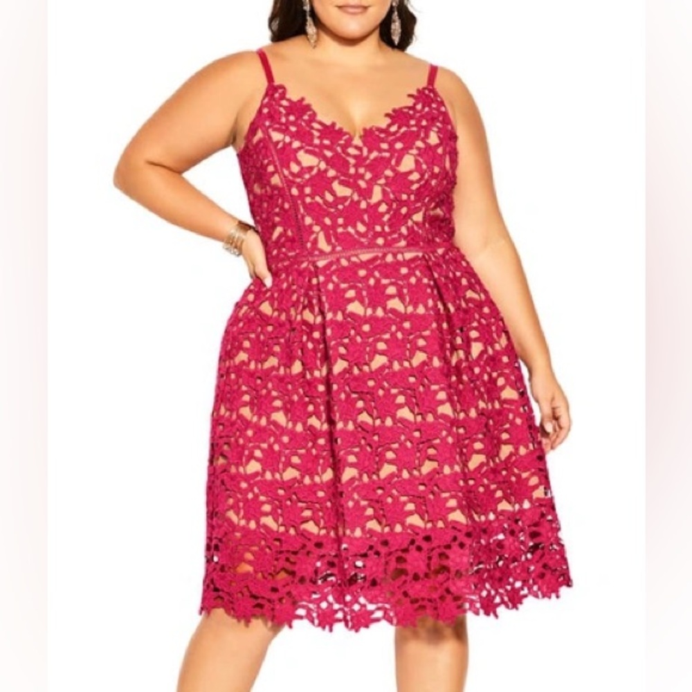 NWT City Chic So Fancy Dress in Shock Pink Size 20